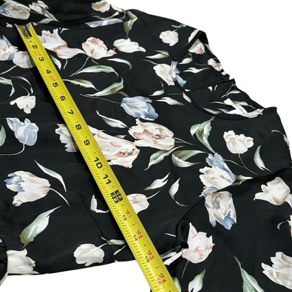 NEW Avec Les Filles Black and Floral Print Ruffle Mini Dress Women's Size 2 - Picture 10 of 11